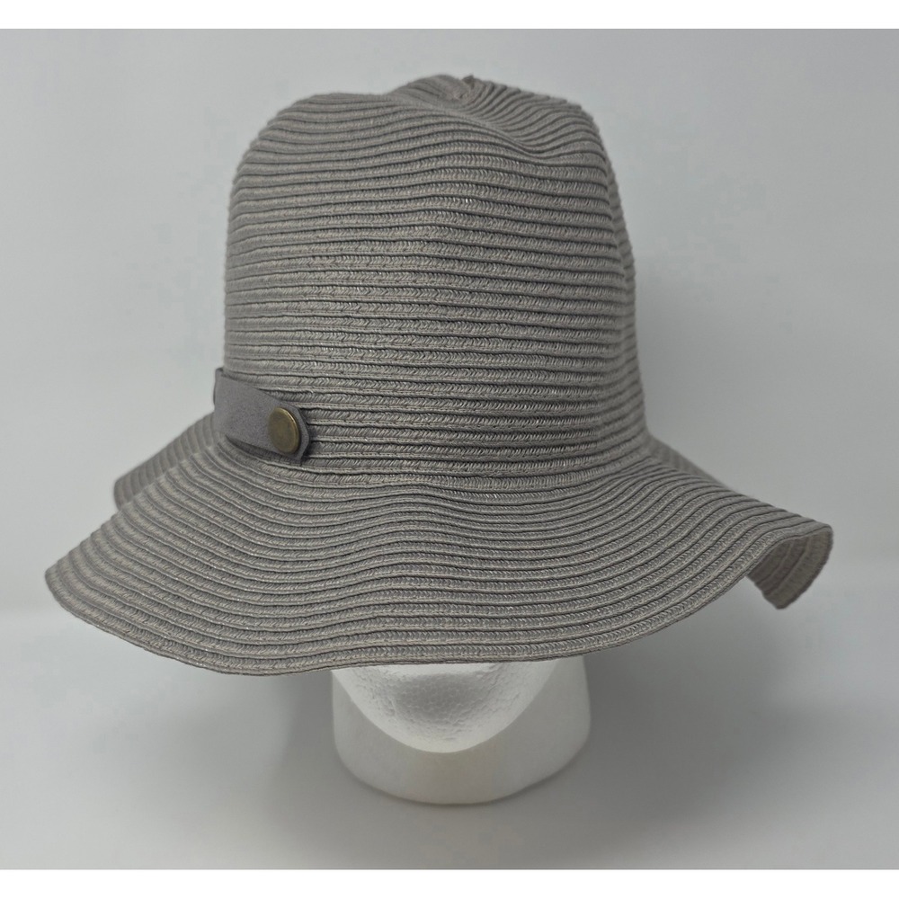 Sun N Sand Woven Sun Hat Womens OS Grey Packable Roll Up Wide Brim